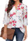 Amrto Damen V-Ausschnitt Blumenmuster Bluse Damen Elegant 3/4 Ärmel Reißverschluss Longbluse Tunika Casual Langshirt Hemd T-Shirt Tops Schicke Festliche Sommer Blusen, Rot Blumen XXL