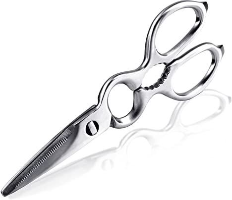 Küchenschere, multifunktionale Küchenschere, Edelstahlschere, Nussöffner, Hühnerknochenschere (Silber)