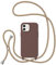 ZTOFERA Crossbody Lanyard Case for iPhone 12/12 Pro, Liquid Silicone Protective Phone Case with Strap Adjustable Neck Cord Necklace Soft Cover, Brown