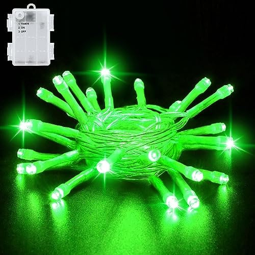 cshare Fairy Lights Battery Operated Outdoor, 3M 30LED Halloween Decoration Fairy Lights Waterproof String Lights with Timer Funktion, for Jar Garden Autumn Leaves Christmas Tree, Green