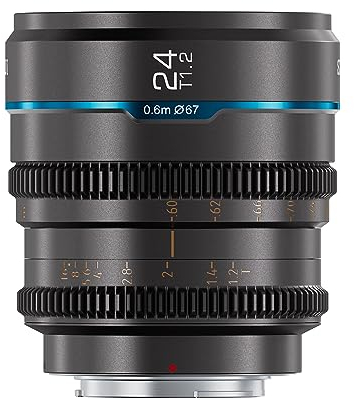 SIRUI Night Walker 24mm Lente de Cine con Enfoque Manual, Lente de Gran Apertura T1.2 con Montura S35 de M4/3 Montura, para BMPCC4K, GH5II, GH6, Z CAM (MS24M-G, MFT Montura, Gris)