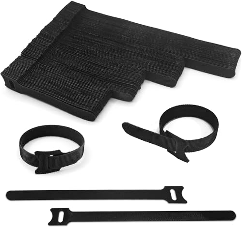 Bridas, 100Piezas Organizador CablesTies Reutilizables, 200 mm/150 mm/120 mm/100 mm Tamaño Cinta para Cables,Sujeta Cables,Abrazadera Cable,Tiras de…