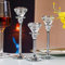 Kristall Kerzenständer,Kerzen Ständer Kristallglas 3er Set, Diamantförmige Exklusive Kerzenständer 17/20/23cm Hohe Modern Tischdeko Wohnzimmer Deko Hochzeit Party Advent Weihnachten (Silber)