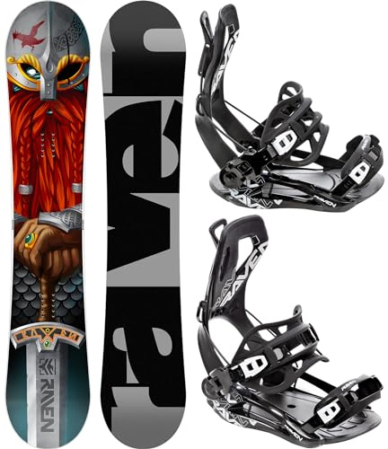Raven Snowboard Set: Snowboard Dwarf + Bindung Fastec FT360 Black (160cm Wide + FT360 Black XL)
