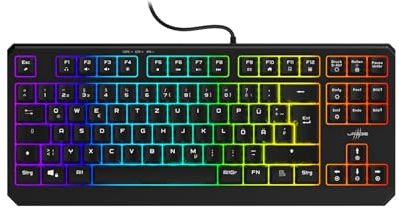 uRage Gaming-Keyboard Exodus 200 TKL, reaktionsschnelle Tastatur mit Anti-Ghosting, RGB-Beleuchtung, Tenkeyless-Format, QWERTZ-Layout, in schwarz