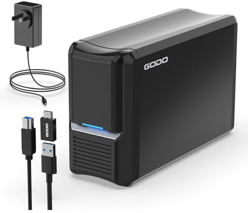 GODO 3.5 inch Dual Bay Hard Drive Enclosure,USB3.0 to 3.5 SATA HDDs External Enclosure,RAID 0/1/JBOD/PM Mode,Max 40TB RAID Hard Drive Docking Station,Aluminum