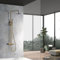 IMEX - Columna Ducha Termostatica Oro con Grifo | Conjunto de Ducha con Alcachofa y Rociador Antical Efecto Lluvia | Griferia en Latón y Acero Inox S.304 con Barra Extensible Dorada | Serie Génova