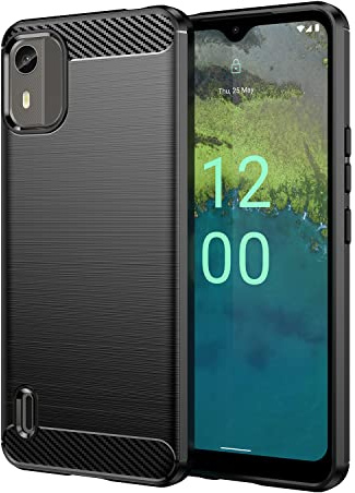 COMAKU Coque pour en Silicone Compatible avec Nokia C12, Housse Coque de téléphone en Silicone Liquide de Protection Ultra Slim Doux avec Un Pare-Chocs de Choc -Noir