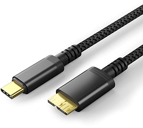 USB C Hard Drive Cable 1M, Type C to USB3.0 Micro B Drive Cable for Portable External Hard Hrives Such as WD Elements, Seagate Expansion, Toshiba, Samsung M3, Galaxy S5, LaCie, Maxtor etc Black