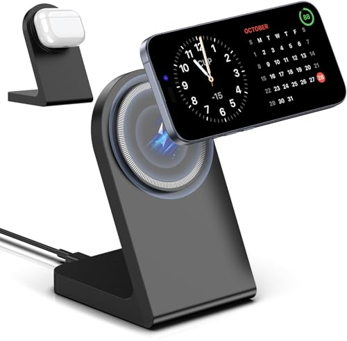 Wireless Ladegerät, Magnetische Kabellose Ladestation, Schnelle Mag-Safe Ladestation Kompatibel mit iPhone 16 15 14 13 12 Series, AirPods Pro 2, AirPods 3