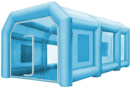 VEVOR Cabine de Peinture Gonflable 10x5x3,5 m, Tente Pulvérisation Gonflable pour Voiture, avec 2 Souffleurs et Système de Filtration, Portable, Station de Travail de Peinture Automobile, Garage