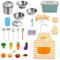 ALEENFOON Jouets de Cuisine pour Enfants, Ensemble de Cuisine Enfants avec Table de Cuisson, Ensemble de Casseroles et Poêles, Ensembles de Cuisine pour Enfants, Cadeau pour Garçons et Filles
