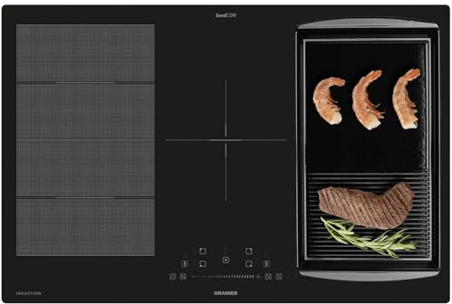 Oranier Induktionskochfeld 80 cm FLI580 - Flächen-Induktion-Kochfeld autark Brückenfunktion links und rechts & Grillplatte halb-gerillt