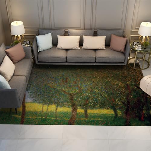 BYLEEHOMED Birnbaum Bereich Teppiche für Wohnzimmer Vintage Öldruck Teppich Weiche, Bequeme, rutschfeste, waschbare Teppiche für den Schlafzimmereingang Dekor 120x160cm