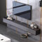 TV Lowboard Hängend Schwarz, 120-200cm Massivholz Moderner TV Schrank Hängend, TV Sideboard Wohnzimmer mit Schubladen, Fernsehschrank Fernsehtisch Hängeschrank,komplett montiert (A, 160CM/63IN)