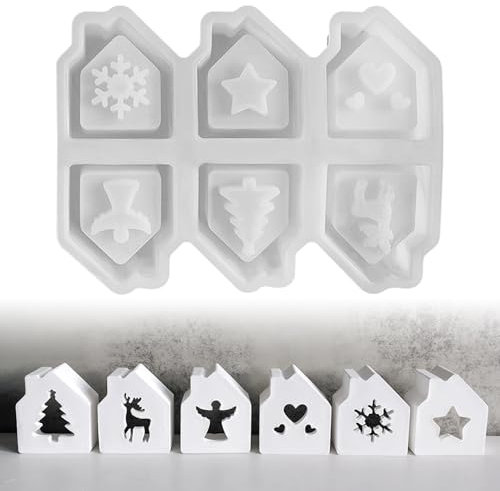 Silikonformen Gießformen Häuser, 6 Stück Mini Silikonform Haus Gips Zum Gießen Silikonform Weihnachten Gießformen Silikon Gießform Häuser Gießform Haus Giessformen Silikon Silikonform Häuser