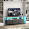 TV Schrank mit LED, Lowboard für Fernseher bis zu 55 Zoll, Fernsehtisch mit 3 Schubladen und offenen Fächern, Sideboard für Wohnzimmer, Schlafzimmer, 108 x 30 x 78 cm, vintagebraun-schwarz