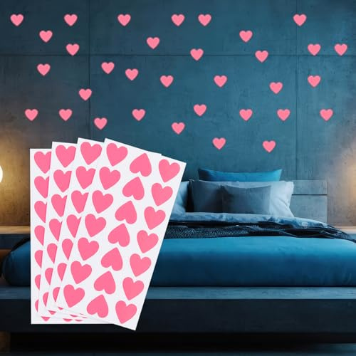 PATIKIL 84 Stück Leuchten im Dunkeln Herz Aufkleber, Selbstklebende Leuchtherz-Aufkleber Leuchten im Dunkeln Wandtattoos für Zimmerdecke Dekoration Party Geburtstag, Pink