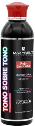 Champú de color Tono sobre Tono, sedosidad y brillo. Reflejos luminosos. No deja sesnsación grasa. Con ingredientes de origen natural. Libre de sales y sulfatos. (Rojo Escarlata)