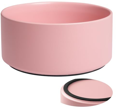 Kitwinney Cuencos grandes para perros, cuenco de cerámica antideslizante con base de silicona, cuenco de cerámica pesada para comida y agua para perros, sin derrames, sin punta para razas medianas