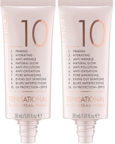 Catrice Ten!sational 10 in 1 Dream Primer, Nude, Anti-Aging, feuchtigkeitsspendend, natürlich, für trockene Haut, vegan, UVA- und UVB-Filter + SPF 15, ohne Alkohol, ohne Parabene, 2er Pack (30ml)