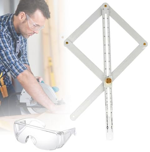Qosigote New Rele Premium Corner Angle Finder, Stainless Steel Corner Angle Finder Protractor, Precision Angle Measuring Tool, Ruler Multifunctional Diagonal Ceiling (LONG,White)