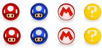 MMEGaming Tapas de Joystick compatibles con Nintendo Switch 1, Accesorios para Mando Nintendo Switch, Tapas para Pulgar para Switch, Lite, OLED, JoyCon Grip, Accesorios Joy Cons Switch (Mario)