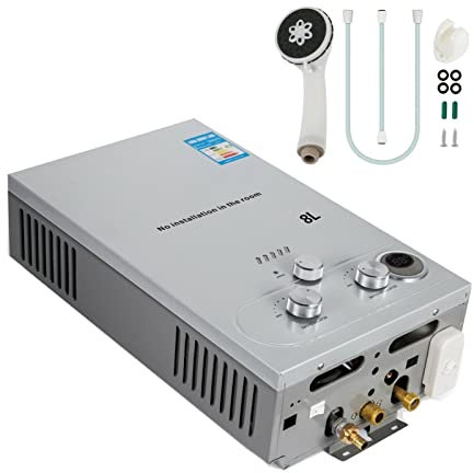 OUTFYT 8L Digital Gas Water Heater Fashionable Propane Efficient Energy Saving On-Demand Tankless Water Heater Automatic Protection, Hohe Temperaturen Widerstehen