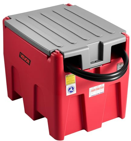 VEVOR Réservoir Diesel Essence Portable 220 L Cuve de Ravitaillement 40 L/min Pompe de Transfert 12 V, Tuyau 4 m, Pistolet de Ravitaillement Auto, Réservoir pour Transfert Transport Carburant, Rouge