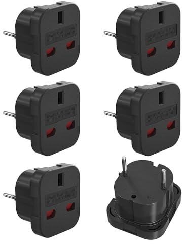 KBIBCK 6 Pcs Adaptateur Voyage Prise Anglaise vers France, Prise Anglaise Adaptateur Francais/Europe, Type G vers Type C, pour la Connexion d'appareils étrangers, pour Allemagne Espagne France Italie