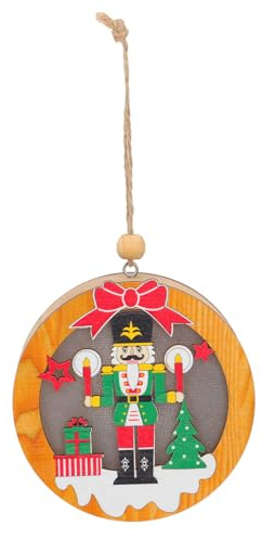 VANZACK Wooden Carton Nutcracker Soldier Christmas Tree Ornaments Light Hanging Decor for Xmas Party Small round Baubles