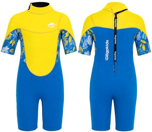 Gogokids Combinaison shorty en néoprène pour enfant - 2,5 mm - Fermeture éclair dans le dos - Confort et chaleur - Néoprène UV pour la natation, la plongée avec tuba et le surf - Âge 2-8 ans