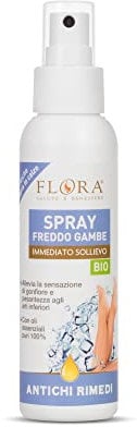 FLORA Spray Freddo Gambe “Antichi Rimedi” BIO-ICEA 100 ml – Effetto Ghiaccio Istantaneo con Mentolo, Vite Rossa, Ippocastano & Oli Essenziali Puri • Sollievo da Sensazione di Gambe Pesanti