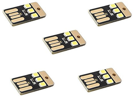 Aihasd 5 unidades Mini Mobile Power Supply USB Lamp Black LED Bulb Keychain Pocket Card LED Light