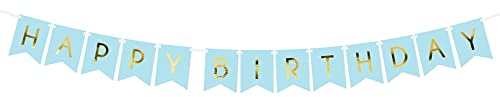 PartyDeco Banner Happy Birthday hellblau | 15 x 175 cm
