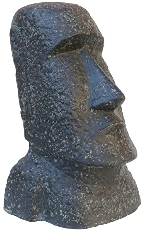 STONE art & more Moai Osterinsel Kopf Statue 40cm Steinfigur Steinguss frostfest Garten Deko Figur schwarz antik