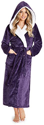CityComfort Robe de chambre de luxe Doux Peignoir en peluche Housecoat Waterfall Lounge Style peignoir (M, chatoyer violet)
