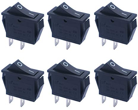 mxuteuk 6 pezzi interruttori a bilanciere marini incorporati alimentatore a levetta interruttore SPST a 2 pin AC 250V 6A 125V 10A, utilizzato per elettrodomestici automobilistici e marini MXU3-101