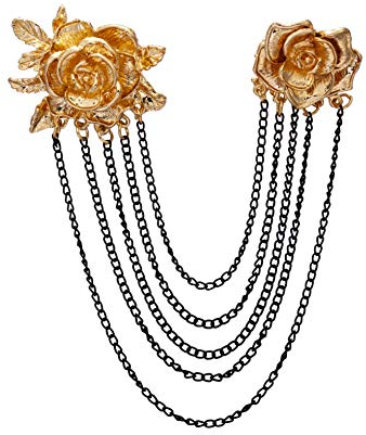 Knighthood Broche pour homme en métal doré avec chaîne de suspension noire