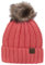 C.C Strickmütze mit Zopfmuster, Kunstfell, mit Bommel und Fleece-Futter - Orange - Large
