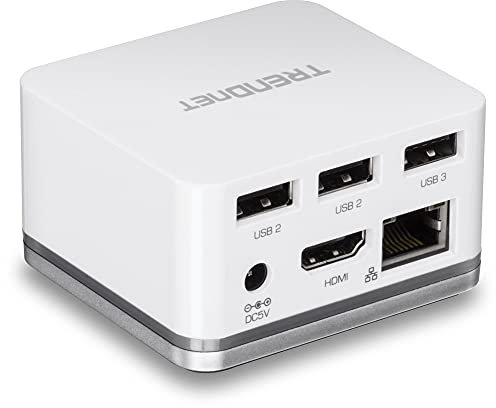 TRENDnet USB-C HD 4K Docking Station Cube, Supports 3840 x 2160 Resolution At 30Hz, 1 x USB 3.0 Port, 2 x USB 2.0 Ports, Supports Windows 10 and Mac Operation Systems, White, TUC-DS1