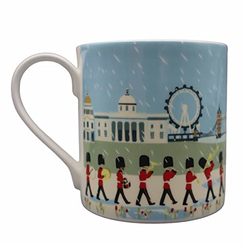 M & G Mustard & Gray London Seasons Mug – Fine Bone China Tea & Coffee Mug. London Souvenir with King’s Guard, London Landmarks. Made in England. (Spring Mug)