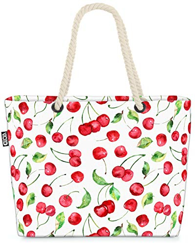 VOID Sommer Kirschen Strandtasche Shopper 58x38x16cm 23L XXL Einkaufstasche Tasche Reisetasche Beach Bag