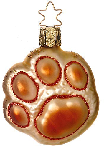 Weihnachtskugel Katzenpfötchen | Christbaumschmuck Pfote | Glas Kugel Tatze Weihnachtsbaumanhänger | handgemacht in Deutschland (braun)