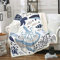 Homewish Schildkröte Decke weiß blau Wal Dekor Teen Fleece Decke, Octopus Muster Ozean Thema Sherpa Decke Unterwasser Kinder Schlafzimmer Dekor weiche Plüsch Decke, 150×200