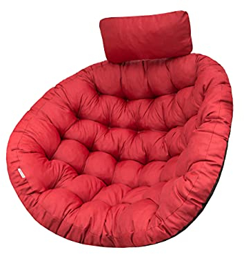 Hängesessel Kissen, Auflage für Polyrattan/Rattan Hängeschaukel, Polster, Hängekorb, Schaukel Korb, Schaukelkissen Rückenkissen in der Farbe Rot