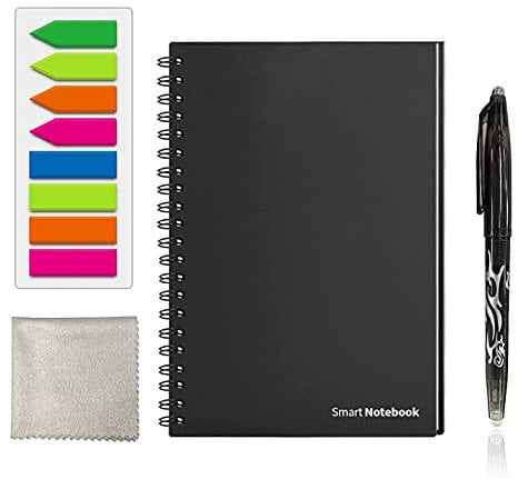 GUYUCOM Reusable Smart Notebook, Digital notepad A6 Lined Dotted with Erasable Pen and Wipe for Quick Sketch Cloud Storage and Reuse Endlessly.