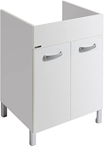 Jo-Bagno.it Mobile Lavatoio Lavanderia 60 x 50 x 82H in Legno Bianco da 1.8 cm per Lavatoio in Ceramica e Resina Pvc Incasso Vasca 53,5 x 45,5 DOMINA