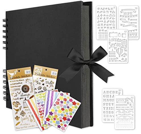 MuChoney Fotoalbum Schwarz Fotoalbum zum Selbstgestalten DIY Fotobuch 80 Seiten Kann als Abschluss Geschenk Geburtstagsgeschenk Hochzeitstagsgeschenk Valentinstagsgeschenk und mehr verwendet Werden