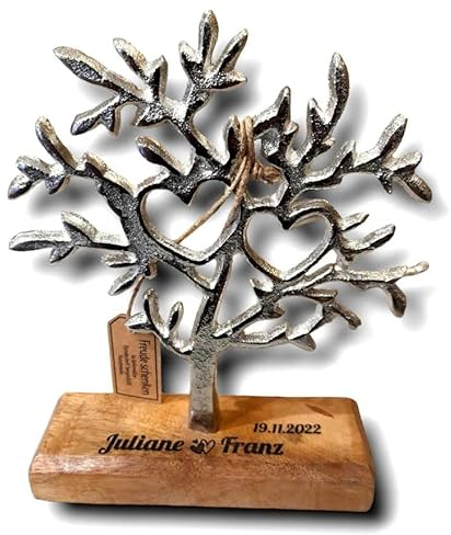 DEKOGURU Baum mit persönlicher Gravur | personalisiertes Geschenk | Hochzeitsgeschenk Namen Datum
